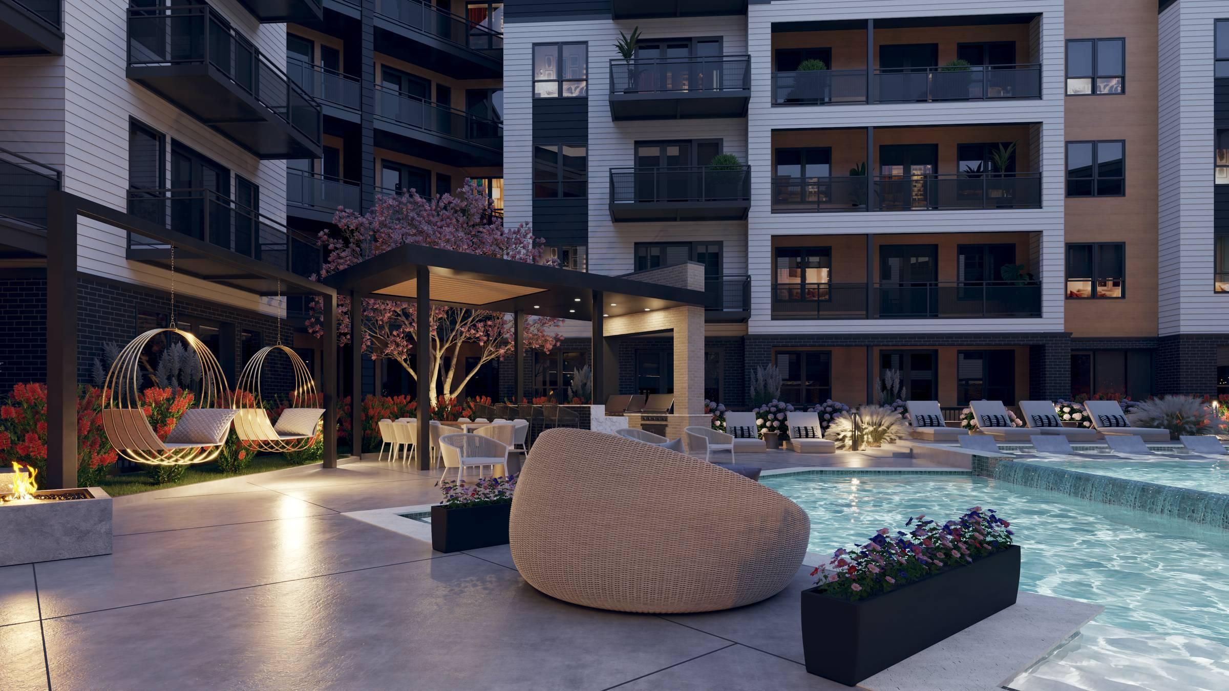 Oberon A stylish bar area in the new hotel, featuring modern decor and elegant seating arrangements for guests to enjoy.